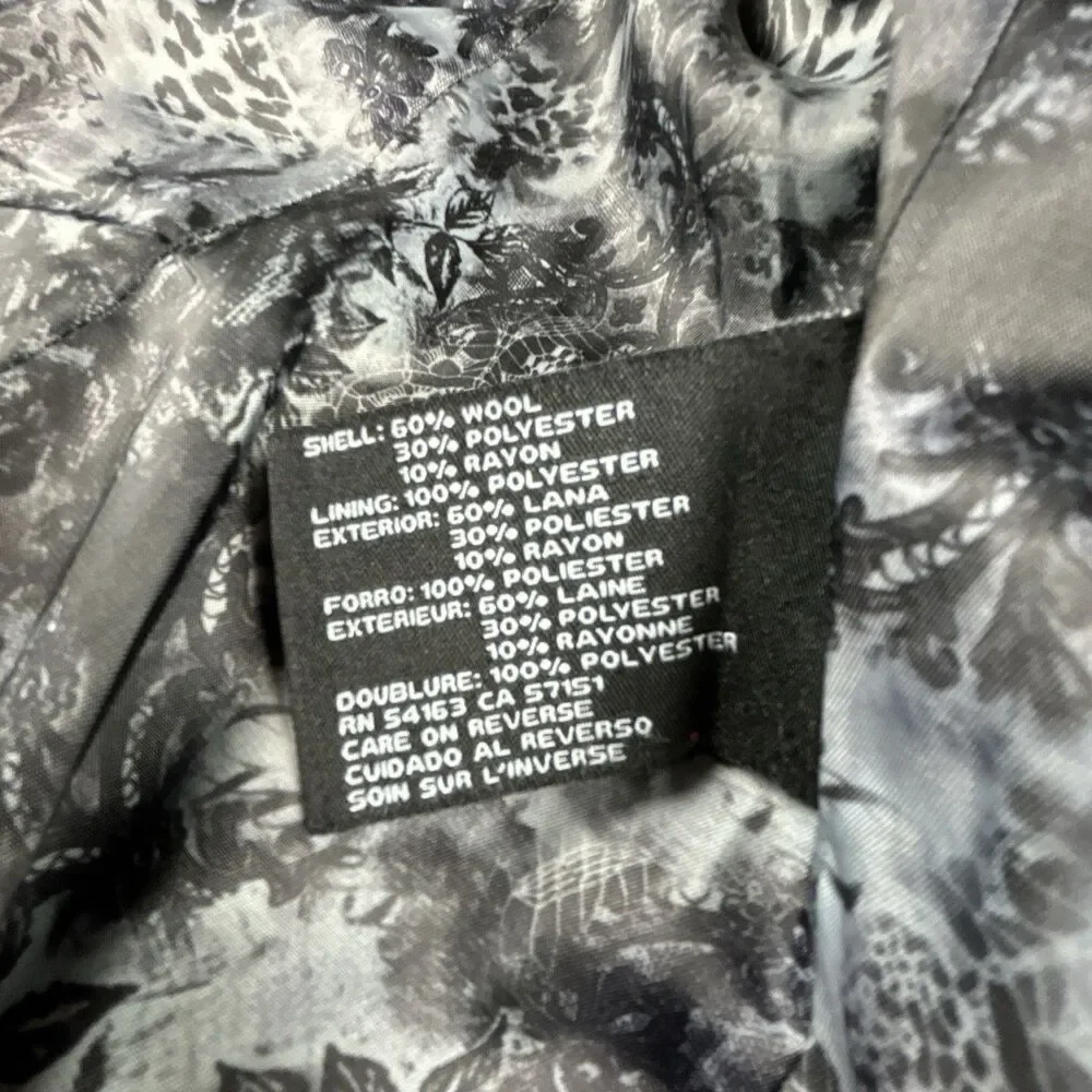 Guess Wool Blend Pea Coat Womens Sz XL Colorblock Charcoal Black Snap Zip Up - Picture 7 of 10